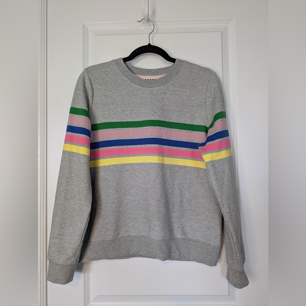Boden Women’s Hannah Gray Multicolor Striped Crewneck Sweatshirt Size Small